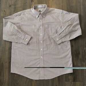 LL Bean Mens Long Sleeve Shirt 17- 33 Button Down Checkered Business Office Work